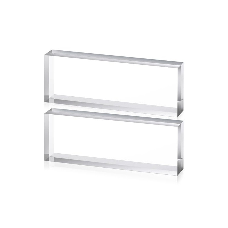 Yousoontic 2 Pcs Clear Acrylic Blocks for Display Blank Name