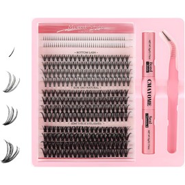 Kit de Extensión de Pestañas, Mezcla 30D 40D 50D con Unión y Sellado de Pestañas de Sujeción Fuerte, 1 con 320 Pestañas Individuales(Rosa 320 PCS)