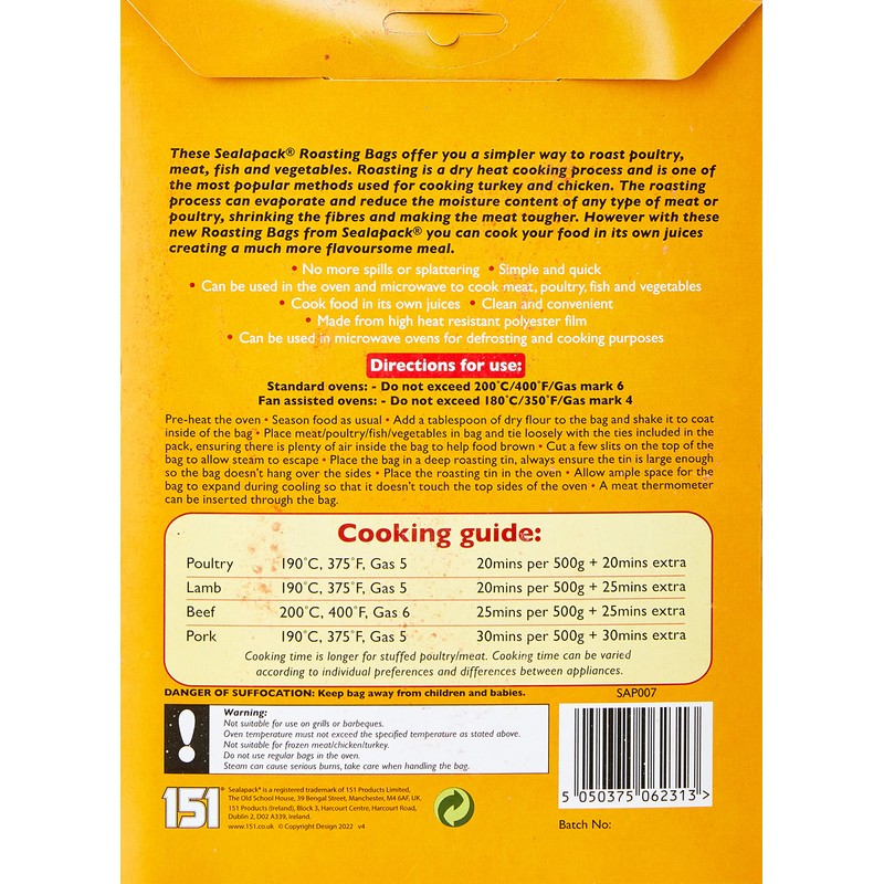 Sealapack Flavour Lock Roasting Bags, Pack Of 12