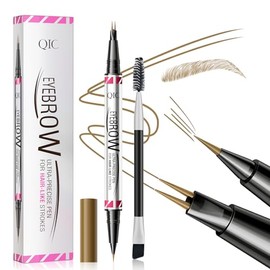 2 Stück Augenbrauenstift Wasserfest, 2-in-1 Dual-Ended Microblading Augenbrauenstift, Wischfest Eyebrow Pencil Kann Leicht Natürliche Augenbrauenfarbe (01#Hellbraun(2 Stück))