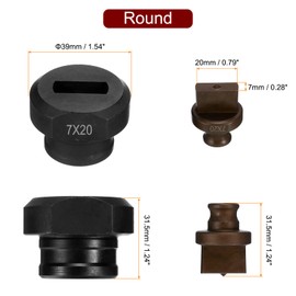 HARFINGTON Hydraulic Hole Punch Die Φ7×20mm Precise Oval Hole Electric Hydraulic Hole Punching Kit for MHP-20 JP-20 Electric Hydraulic Punching Machine, Burgundy & Black