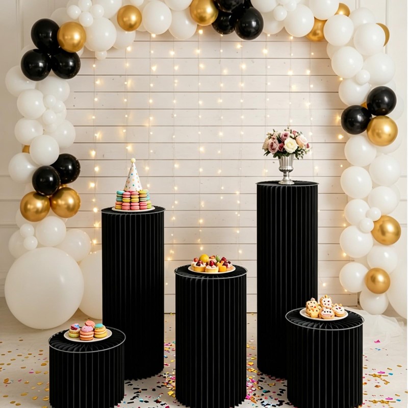 Jueraori Cylinder Stands for Party, 5 PCS Round Display Pedestal
