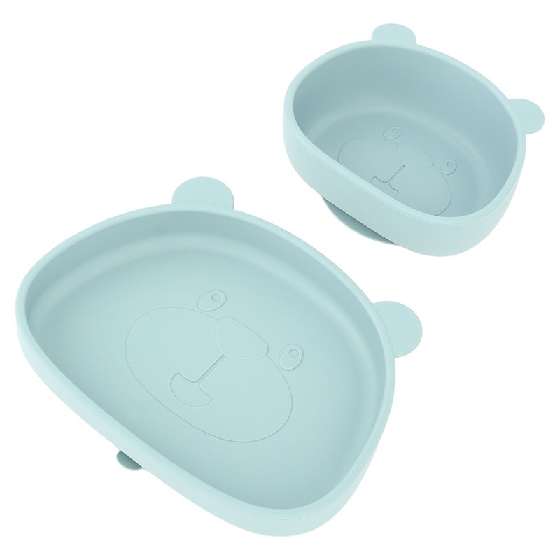 4pcs Children Plate Utensils Set Silicone Suction Bowls Set Toddler