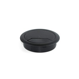 Emuca 3196317 Set of 20 round built-in grommets for table/desk/worktop 60mm diameter in black plastic