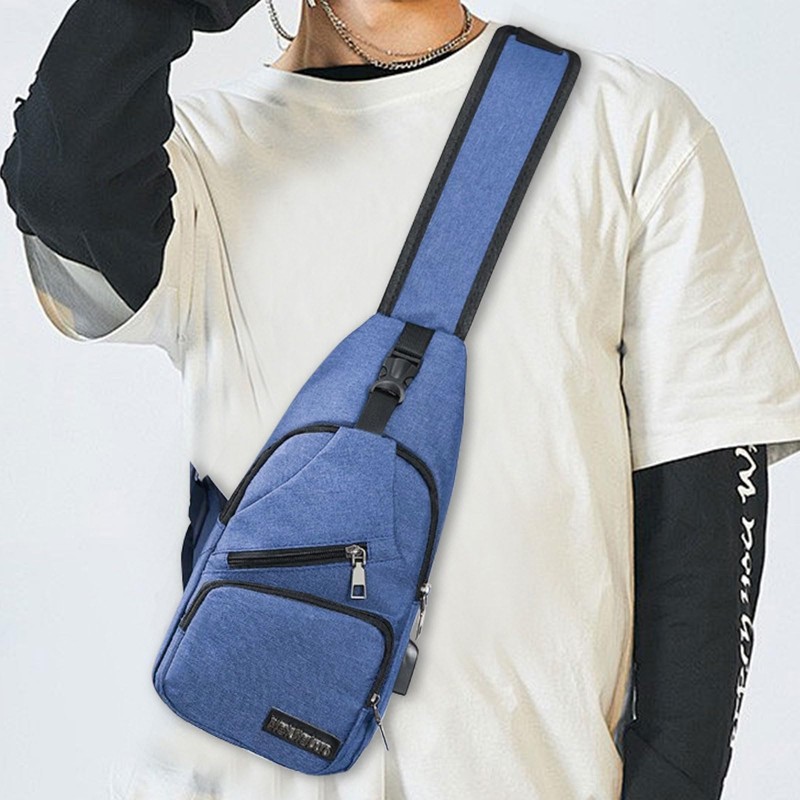 FuninCrea Men's Sling Bag with 3 Zip Pockets and Compartment,