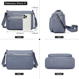 ETidy Casual Nylon Shoulder Bag For Women Waterproof Lightweight Crossbody Purse Hobo Bag (Black Upgrade)