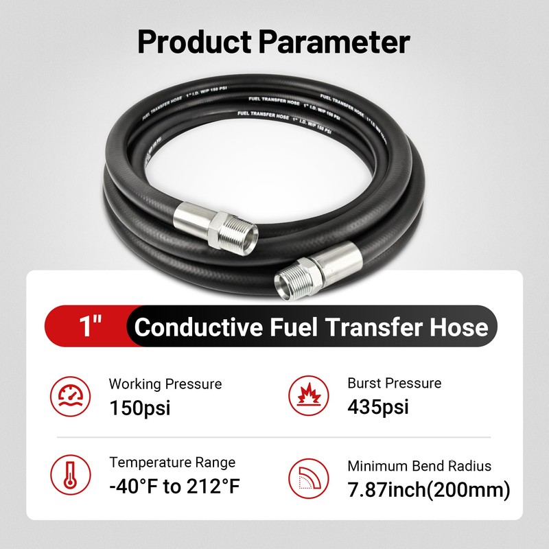 EVIL ENERGY 1" Fuel Transfer Hose 12FT,Farm Fuel Hose for