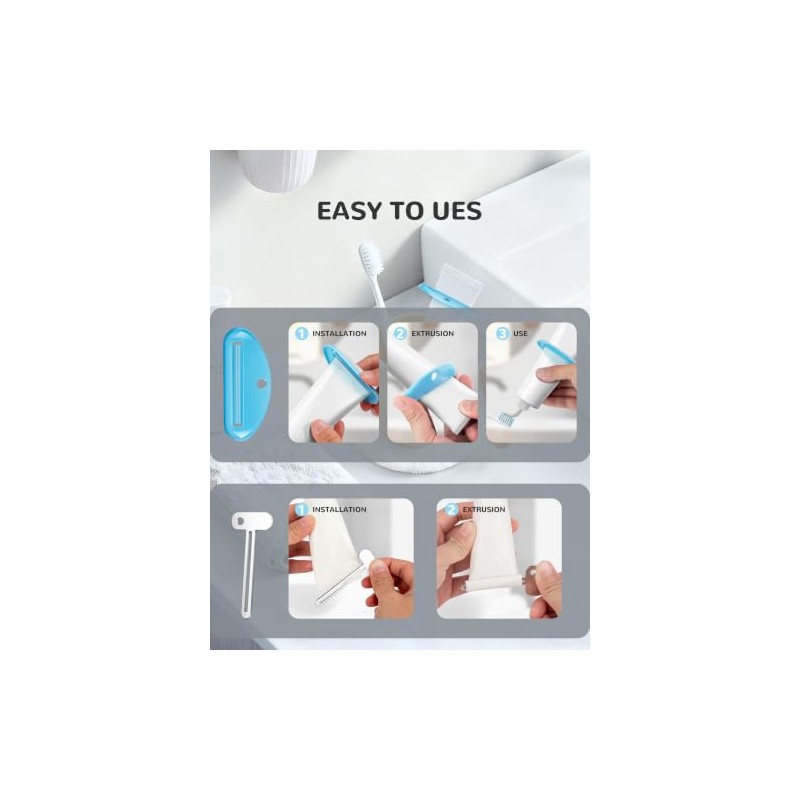 EVOULTES 6 PCS Toothpaste Squeezer, 2 Metal Tube Roller Squeezer