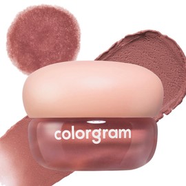 COLORGRAM NUDE BLUR JAM 02 WARM ALMOND | Pudding Pot Lip & Cheek Tint with Whipped Mousse Texture | Velvet Matte Finish, Featherlight Blur Tint | Multi-Use Korean Makeup