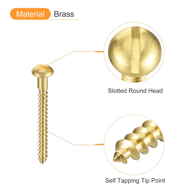 sourcing map Wood Screws M4 x 50mm Slotted Round Head