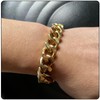 Fusamk Hip Hop Stainless Steel Bracelet Flat Link Bracelet Cuban