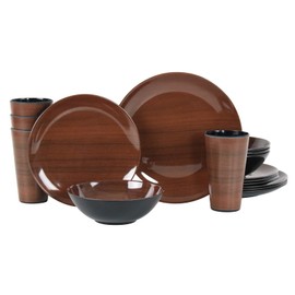 Melamine Dinnerware Set for 4-16 Pcs:Camping Dishes Set with Dinner Plates,Salad Plates,Cups and Bowls.Lightweight and Unbreakable.Indoor and Outdoor Use.