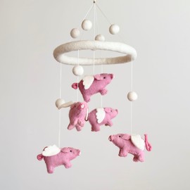 Flying Pig Baby Mobile, Crib Mobile, Nursery Decor, Baby Shower's Gift, When Pigs Fly
