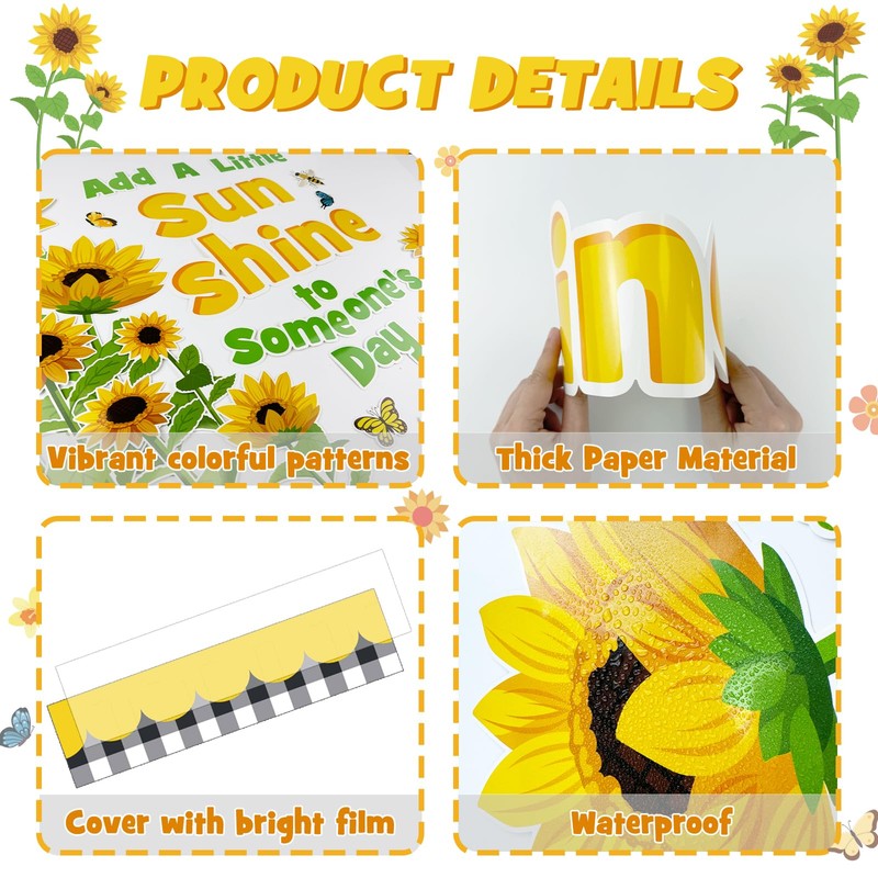 Spring Sunflower Bulletin Board Decorations Set, Spring Flowers Classroom Decoration