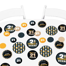 Big Dot of Happiness Cheers and Beers to 21 Years - 21st Birthday Party Giant Circle Confetti - Party Decorations - Large Confetti 27 Count