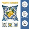 Fahrendom Blue Lemon Italy Tile Pattern Decorative Throw Pillow Covers