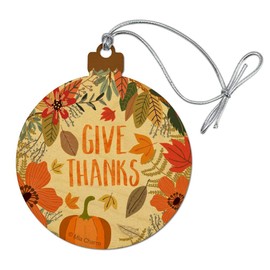 GRAPHICS & MORE Give Thanks Thanksgiving Pumpkins Wood Christmas Tree Holiday Ornament
