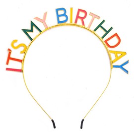 Bafuny Birthday Headband Colourful Tiara Hairband Princess Crown Gold Hair Accessories for Women