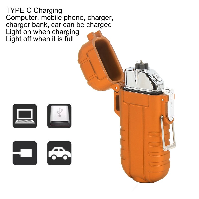 Outdoor Double Arc Electric Lighter Portable Waterproof Flashlight Lighter Charging