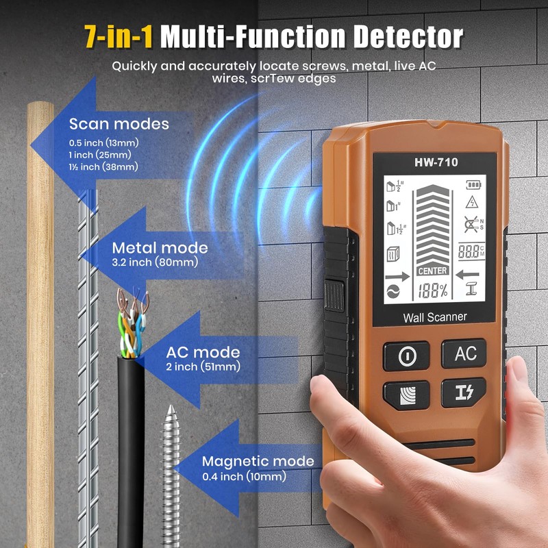 Stud Finder Wall Scanner, 7 in 1 Electronic Wall Finder