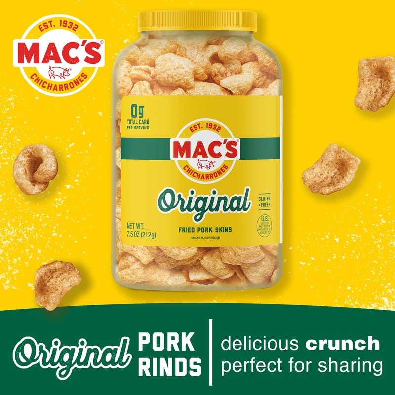Mac's Original Fried Pork Skins - Original Flavored Chicharrones Pork