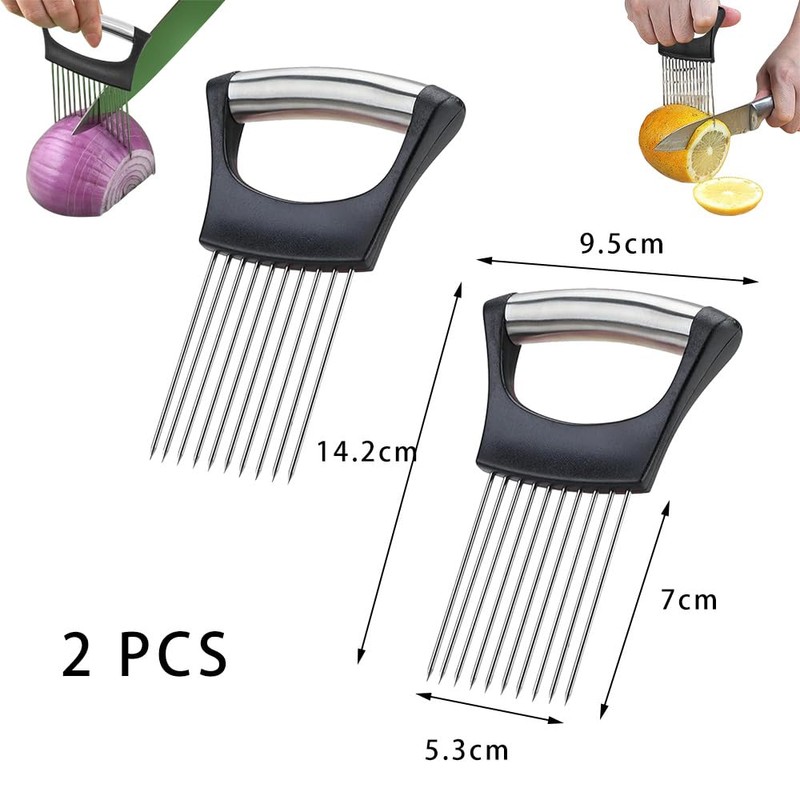 2 Pieces Onion Cutter Holder Onion Cutter Stainless Steel Vegetable