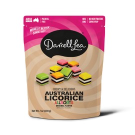 Darrell Lea Soft Australian Licorice, Non-GMO, No Palm Oil, Vegetarian Friendly, No High Fructose Corn Syrup, Soft & Chewy Licorice Candy, Made in Australia (Allsorts, 7 Ounce (Pack of 1))