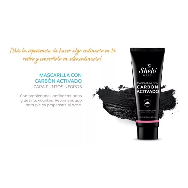 Sheló Nabel Kit Limpieza Facial Mascarillas Faciales Shelo Carbon Activa