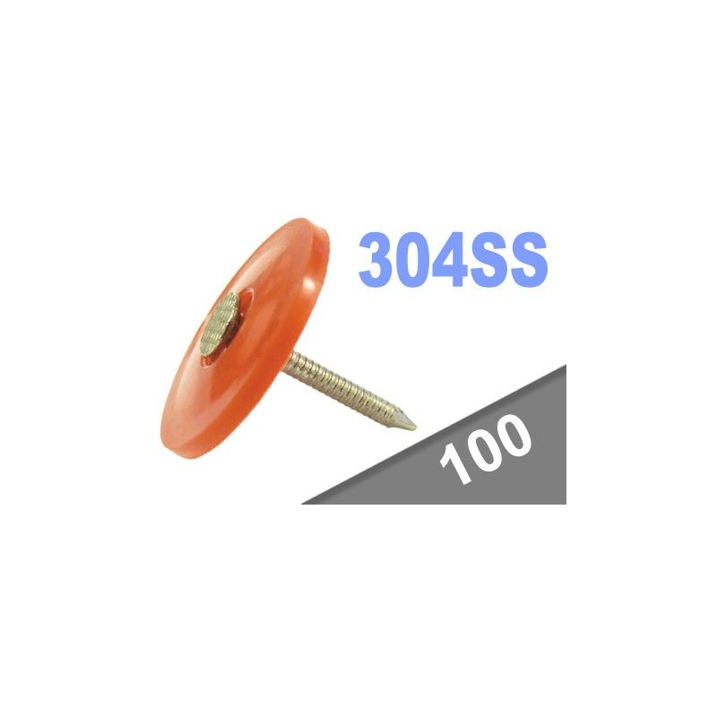 1" x 12GA Ring 304SS Plastic Cap Nails 100ct