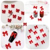 100Pcs Valentines Bow Nail Charms, 3D Red Bow Ribbon Valentine
