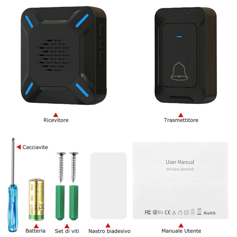 YYQ Outdoor Wireless Doorbell IP68 Large Strong Speaker LED Indicator