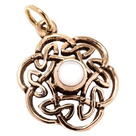 Windalf Nuada Women's Jewellery Pendant 2.5 cm Celtic Knot Mother of Pearl Bronze, Bronze, Mother of Pearl