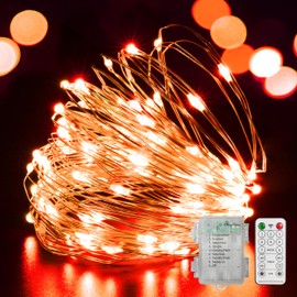 LAMPHOME 100 LED Fairy Lights Battery Operated (3AA Battery not Include), Mini Battery Powered Copper Wire Starry String Lights, Multi Functions & Timer with Remote