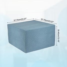 sourcing map Stretch Ottoman Cover Twill Square Ottoman Slipcover with Elastic for Foot Stool Living Room Bedroom Fit Length 57-70cm / 23"-27", Medium, Blue