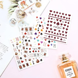 3Pcs 3D Decals Interesting Adhesive Poker Nail Art Sticker Manicure Playing Cards Design DIY Nail Decoration Nail Art Stickers and Decals