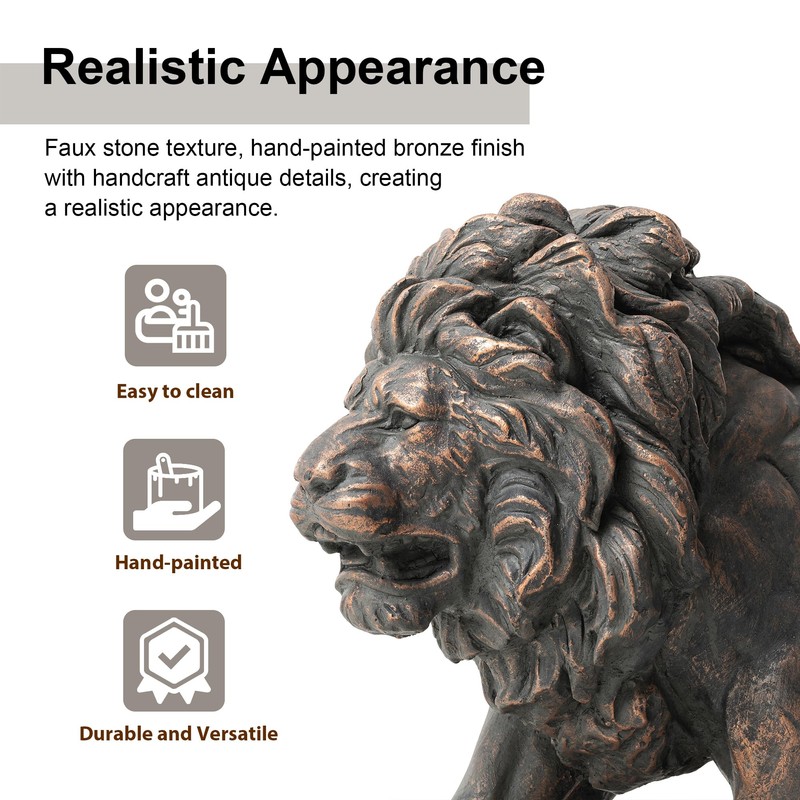 Glitzhome Guardian Walking Lion Garden Statue MGO Outdoor Decoration, 24.5"
