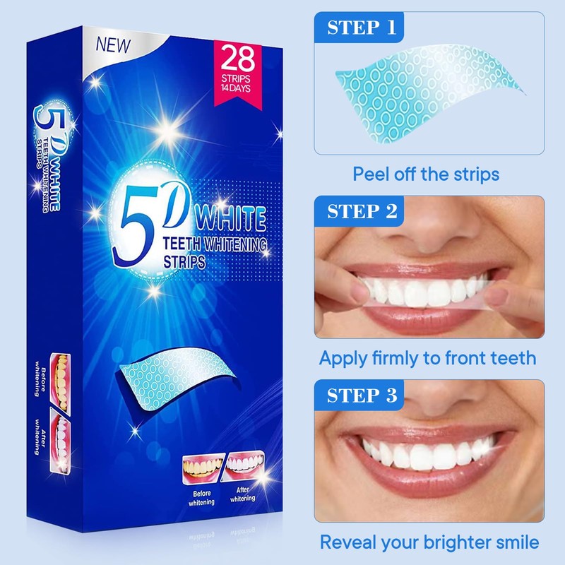 chimoo Whitening Strips, 28 Strips Teeth Whitening Peroxide Free Teeth