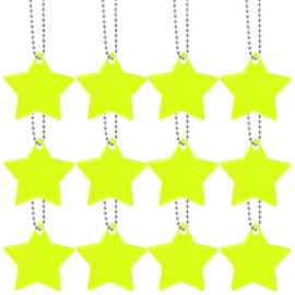 Pack of 12 reflectors children's reflectors pendant, children's reflector, for reflectors, school bag, reflective pentagram key fob, school bag, backpack, safety reflector