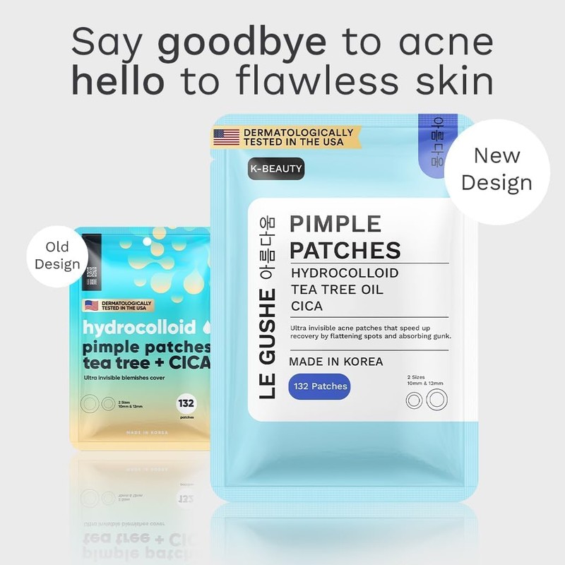 LE GUSHE Korean Pimple Patches for Face (132 Dots) -