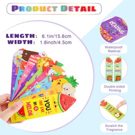 Eersida Eersida 30 Pieces Scratch and Sniff Scented Bookmarks Kids Fruit Food Theme Sayings Bookmarks Sayings Assorted Cute Scented Gifts for Students Teens Food Lovers, 10 Styles