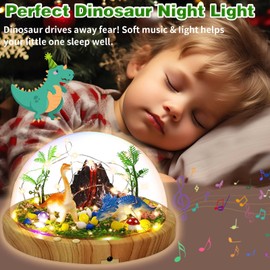 Make Your Own Night Light Dinosaur with Music, DIY Dinosaur Toys for Girls Creative Magic Nightlight USB Upgrade, Arts and Crafts Kits Lamp Project, Princess Gifts for Kids 4 5 6 7 8 9 Year Old