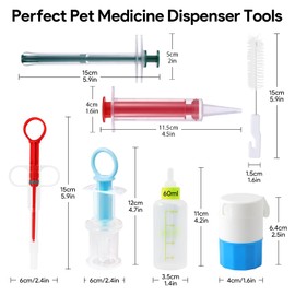 6Pcs Pet Piller, Pet Liquid Feeding Syringe, Pill Popper for Cats Dogs, Pill Crusher Dispenser for Pets, Pill Syringe for Cat, Puppy Bottle Feeding Kit,Pet Feeding Bottle,Kitten Bottle Feeder (Set B)