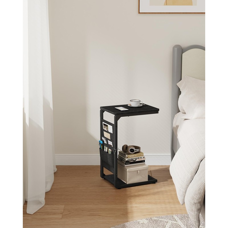 Vovonusy Narrow C-Shaped End Table, Small Side Table for Couch
