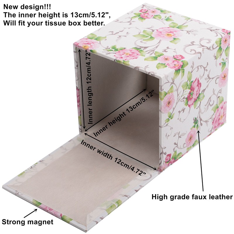 S Forever Home Decor Flower Pattern Faux Leather Tissue Box