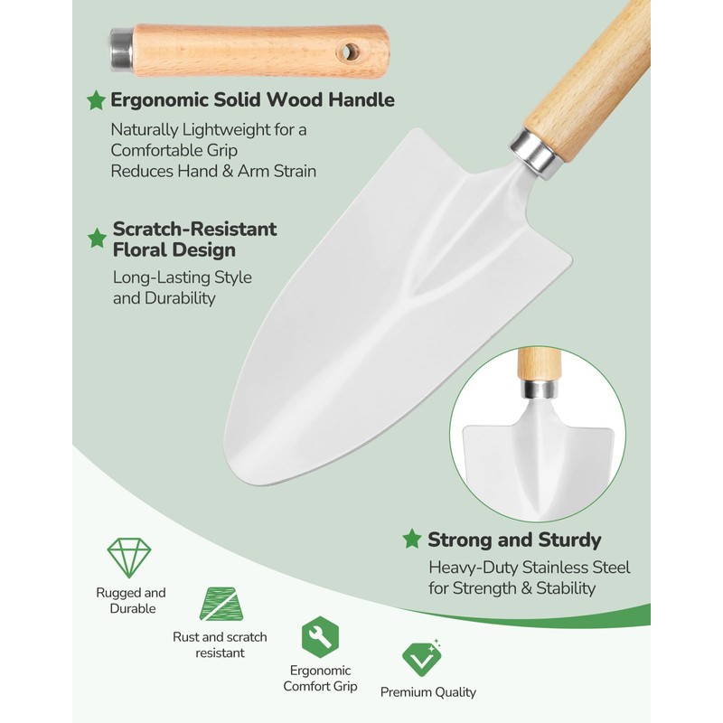 Grenebo Gardening Tools, 10-Piece Garden Tools Gift Set for Women,