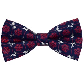 Branduce Men's Christmas Bow tie Pre-tied Party Festival Pattern Bowtie, Navy Blue/Snowflake/Deer, general