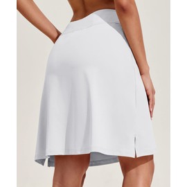 COOrun - Falda larga para mujer, de 20 pulgadas, longitud a la rodilla, falda de golf, falda larga con bolsillos, faldas modestas, Blanco, XX-Large