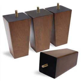 WEKIS Solid Wooden Furniture Legs 6 Inch, Natural Mid Century Brown Square Legs for Couch, Sofa, Cabinet, Bench, Bed - Set of 4