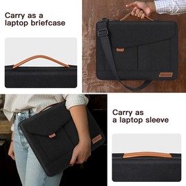 DOMISO 13 Inch Laptop Sleeve Water Resistant Business Briefcase Carrying Shoulder Bag for Acer Aspire/Swift, ASUS Vivobook/Zenbook 14, Black