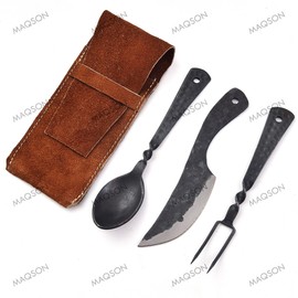 Generisch LARP 622EA Medieval Cutlery Set, 3-Piece Cutlery Set with Bag